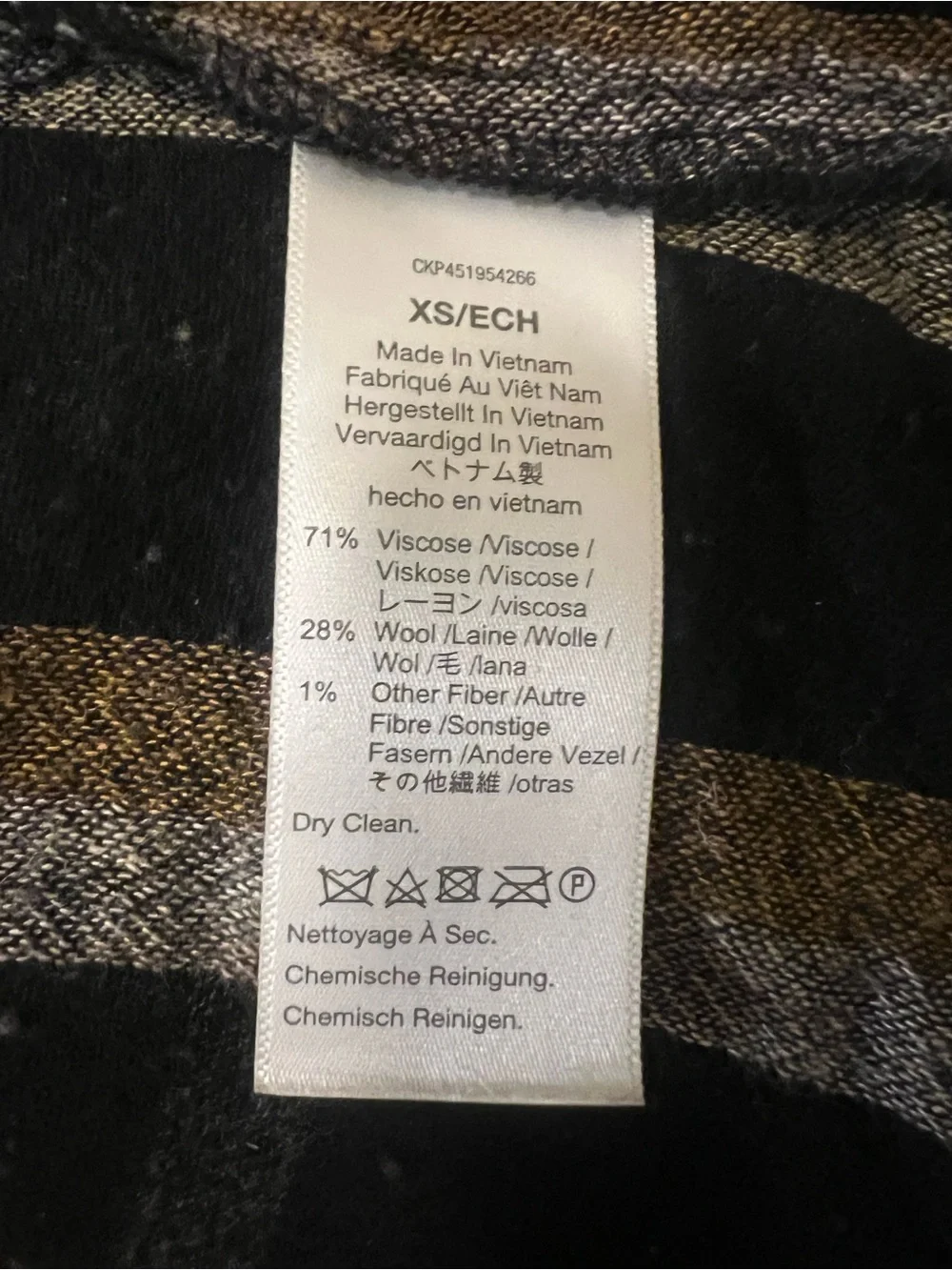 Madewell Black Striped Top with Metallic Gold & Gray Threads - Size XS